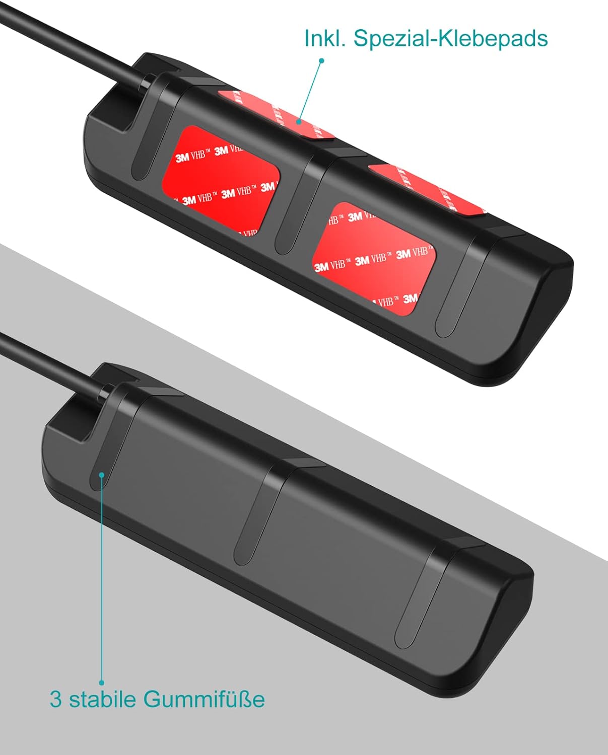 THL 3-Way Power Strip with 3 USB, Multifunctional Distributor Socket, Corner Socket with Switch, Multiple Socket, Overload Protection with 1.8 m Extension Cable for Kitchen